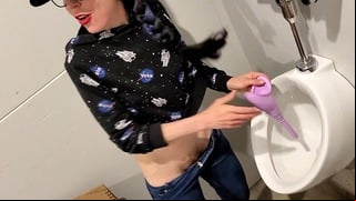 Using My Female Urination Device At The Urinal